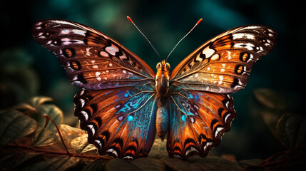 Fototapeta na wymiar butterfly on the flower, magical butterfly with a lot of colors, generative ai