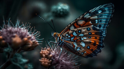 Fototapeta na wymiar Butterfly on a tree. Created using generative AI.