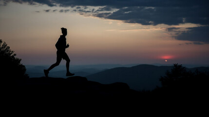 Silhouette of a running person. Created using generative AI.