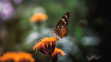 Butterfly on flower. Created using generative AI.