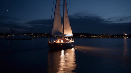 Sailboat at night