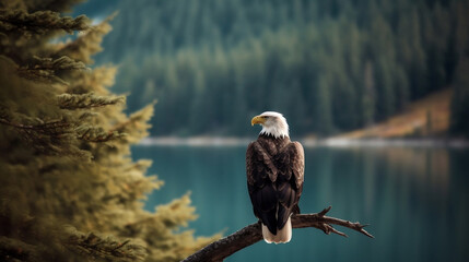Eagle on a branch. Created using generative AI.