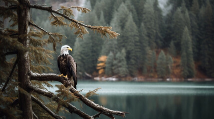 Eagle on a branch. Created using generative AI.