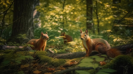 Obraz na płótnie Canvas Animal in forest with blurry background, generative ai