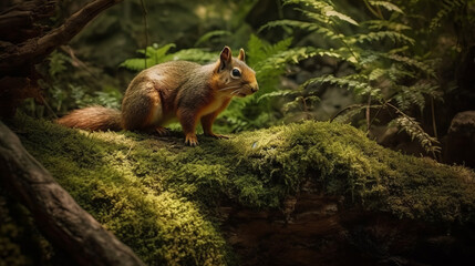 Obraz premium Animal in forest with blurry background, generative ai