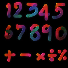 Set of numbers 0-9  many beautiful colors
