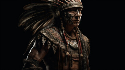 Victorious american indian warrior, fictional person, generative ai