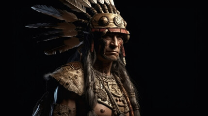 Obraz premium Victorious american indian warrior, fictional person, generative ai