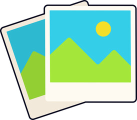 Two Picture Take Travel Trip Plan Tourism Flat Black Sticker