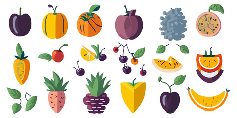 Vector Illustrations of Sweet Fruits for Dessert-Related Projects