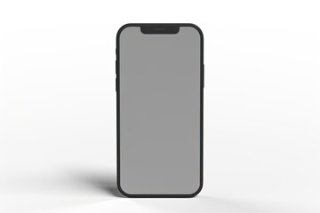 phone isolated on white background, closeup of modern smartphone with gray color screen isolated on white color background