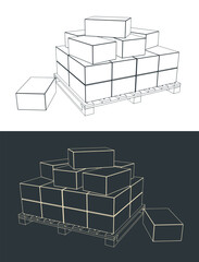 Cargo on pallet illustrations