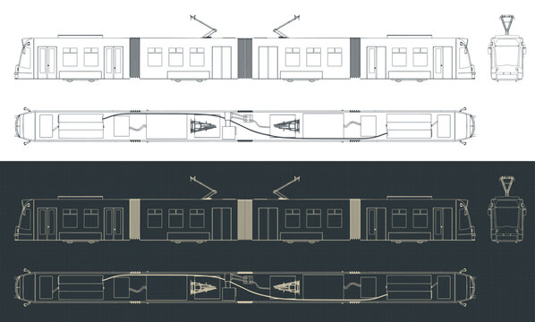 Modern tram blueprints