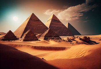 Giza's pyramids, in Egypt. Generative AI