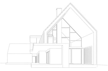 Sketch of a house 3d rendering