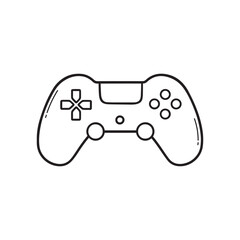 Joystick doodle. Gamepad, game controller in sketch style. Hand drawn vector illustration isolated on white background