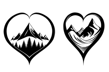 Silhouette of mountains in the heart. I love the mountains.