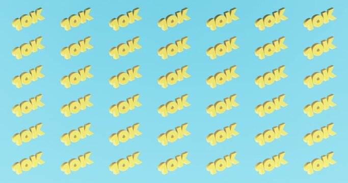 10K subscribers social network creative post rotating 3d loop title on a blue background. Isolated matte video.