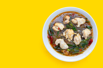 Spicy chicken soup with vermicelli or glass noodle