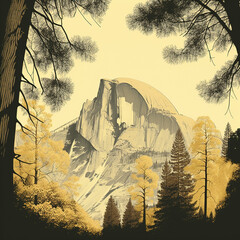 Yosemite National Park: Half Dome in Vintage Colors