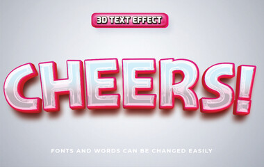 Cheers red 3d editable text effect style