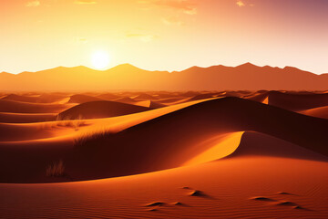 Fototapeta na wymiar landscape sunset in the desert. AI