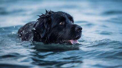 Newfoundland Dog Swimming Generative AI