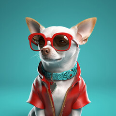Generative Ai image of a chihuahua wearing a red jacket