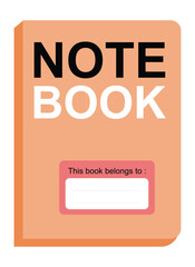 Vector illustration of a book and the label name on a white background. Book cartoon, suitable for illustration design of libraries, reading rooms etc