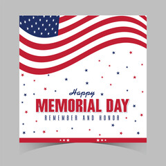 memorial day web banner. happy memorial day holiday post. memorial day weekend banner. Memorial Day social media template design of USA national flag colors