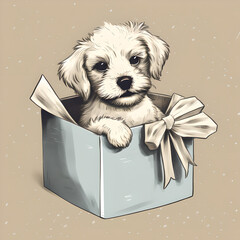 puppy in a gift box