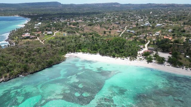 Beach La Playita in Dominican Republic , Las Galeras Samana, Drone video Landscape