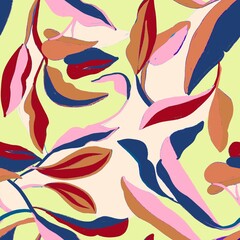 Abstract Bold Leaves Pattern Seamless