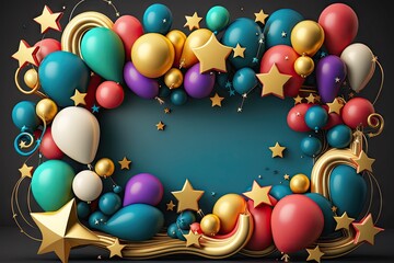 Fototapeta na wymiar festive background frame made of colorful balloons