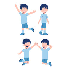 Fototapeta premium Set Of Happy Little Boy Character