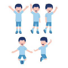 Set Of Happy Little Boy Character