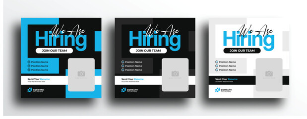 Company employee hiring square banner social media post template