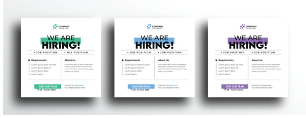 Clean and simple employee hiring social media post banner template