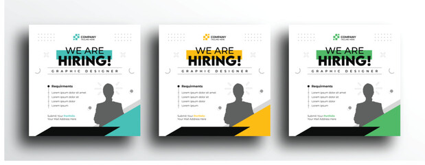 Clean and simple hiring job vacancy social media post banner ads template