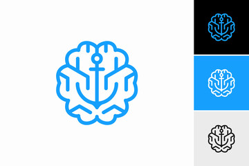 brain with anchor logo vector © beryl.std