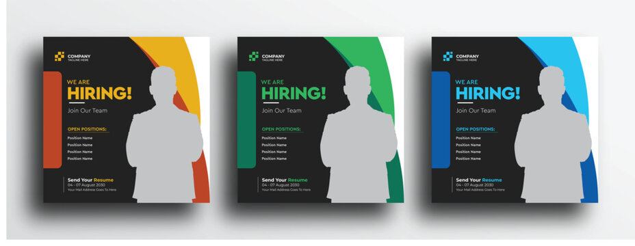 We are hiring job vacancy square banner ads template design for social media post.