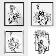 Statue of Liberty holding flowers