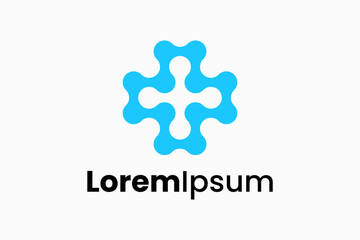 molecule with cross medical modern logo vector sign
