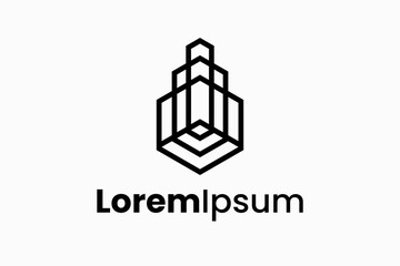 Obraz premium letter v with building real estate logo vector