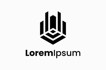 letter v with building real estate logo vector