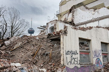 Cologne, Germany, April 02 2023: demolition of the old music school Rheinische Musikschule in cologne ehrenfeld