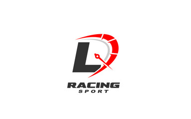 L Logo letter with RACING SPEED concept for template 