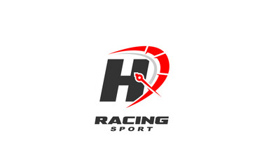 H Logo letter with RACING SPEED concept for template 
