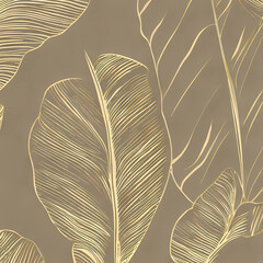 Seamless patterns of painted leaves. Generative AI.