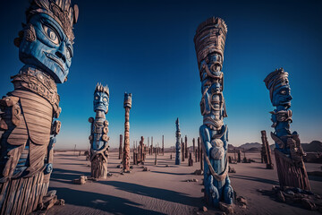 A Native American totem pole. Neural network AI generated art